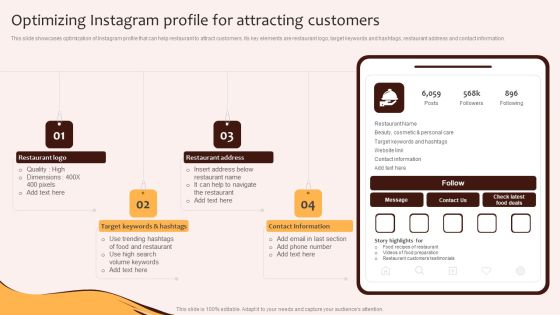 Digital Marketing Plan For Restaurant Business Optimizing Instagram Profile For Attracting Customers Infographics PDF Digital Marketing Plan For Restaurant Business Optimizing Instagram Profile For Attracting Customers Infographics PDF
