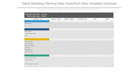 Digital Marketing Planning Table Powerpoint Slide Templates Download Digital Marketing Planning Table Powerpoint Slide Templates Download