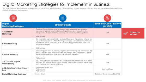 Digital Marketing Strategies To Implement In Business Ppt Show Slide PDF Digital Marketing Strategies To Implement In Business Ppt Show Slide PDF