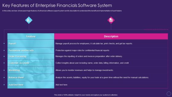 Digital Transformation Toolkit Accounting Finance Key Features Of Enterprise Financials Software System Template PDF Digital Transformation Toolkit Accounting Finance Key Features Of Enterprise Financials Software System Template PDF