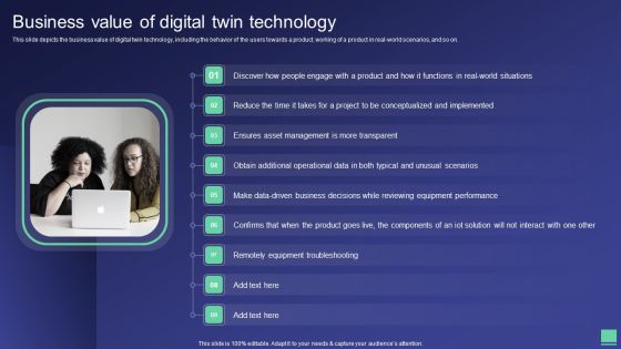 Digital Twin Tech IT Business Value Of Digital Twin Technology Portrait PDF Digital Twin Tech IT Business Value Of Digital Twin Technology Portrait PDF
