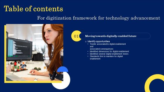 Digitization Framework For Technology Advancement Table Of Contents Graphics PDF Digitization Framework For Technology Advancement Table Of Contents Graphics PDF