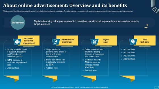 Direct Marketing Techniques To Enhance Business Presence About Online Advertisement Overview And Its Benefits Mockup PDF