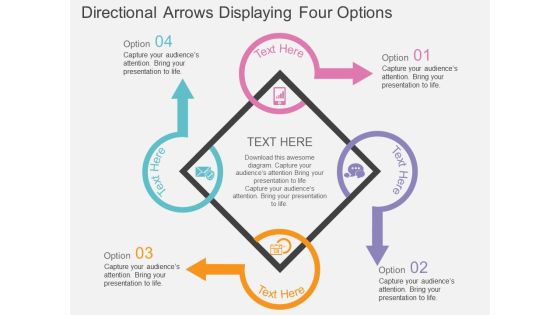 Directional Arrows Displaying Four Options Powerpoint Template Directional Arrows Displaying Four Options Powerpoint Template