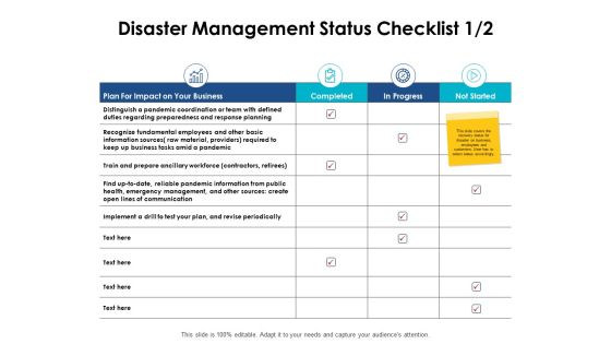 Disaster Management Status Checklist Growth Ppt PowerPoint Presentation Styles Good Disaster Management Status Checklist Growth Ppt PowerPoint Presentation Styles Good
