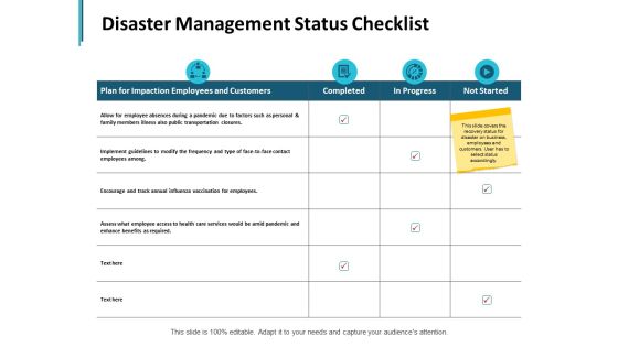Disaster Management Status Checklist Slide Compare Ppt PowerPoint Presentation Slides File Formats Disaster Management Status Checklist Slide Compare Ppt PowerPoint Presentation Slides File Formats