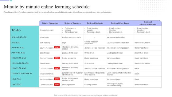 Distance Coaching Playbook Minute By Minute Online Learning Schedule Brochure PDF Distance Coaching Playbook Minute By Minute Online Learning Schedule Brochure PDF