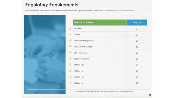 Distressed Debt Refinancing For Organizaton Regulatory Requirements Ppt PowerPoint Presentation Outline Icons PDF Distressed Debt Refinancing For Organizaton Regulatory Requirements Ppt PowerPoint Presentation Outline Icons PDF
