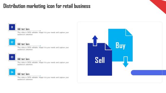 Distribution Marketing Icon For Retail Business Ppt Introduction
