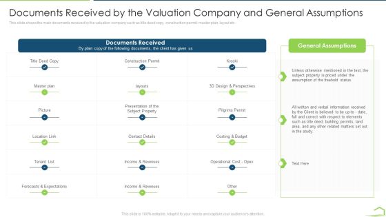 Documents Received By The Valuation Company And General Assumptions Budget Microsoft PDF Documents Received By The Valuation Company And General Assumptions Budget Microsoft PDF