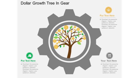 Dollar Growth Tree In Gear Powerpoint Templates