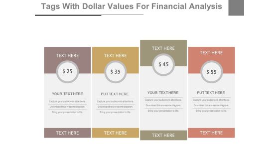Dollar Value Pricing Table Powerpoint Slides