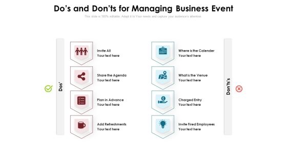 Dos And Donts For Managing Business Event Ppt PowerPoint Presentation Ideas File Formats PDF Dos And Donts For Managing Business Event Ppt PowerPoint Presentation Ideas File Formats PDF