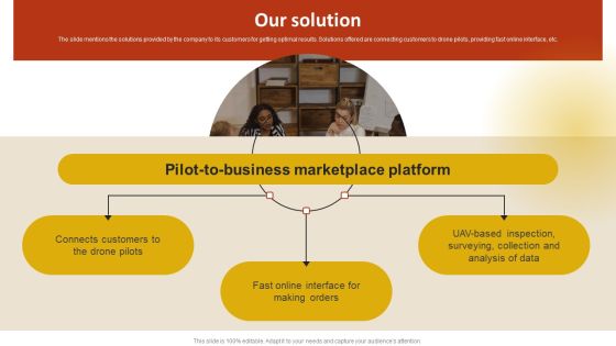 Drone Service Company Investor Funding Elevator Pitch Deck Our Solution Background PDF Drone Service Company Investor Funding Elevator Pitch Deck Our Solution Background PDF