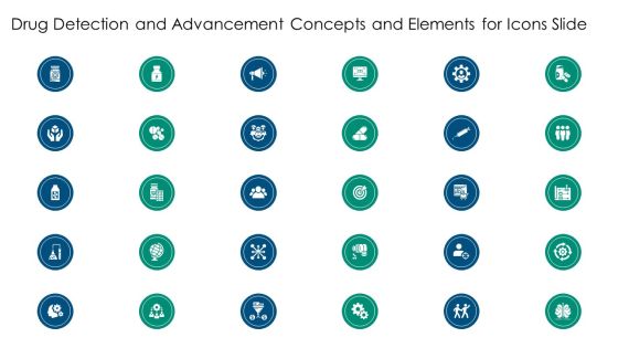Drug Detection And Advancement Concepts And Components For Icons Slide Microsoft PDF