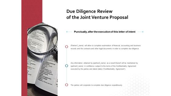 Due Diligence Review Of The Joint Venture Proposal Ppt PowerPoint Presentation Portfolio Graphics Pictures Due Diligence Review Of The Joint Venture Proposal Ppt PowerPoint Presentation Portfolio Graphics Pictures