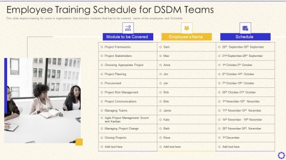 Dynamic System Development Method Tools And Techniques IT Employee Training Schedule Rules PDF