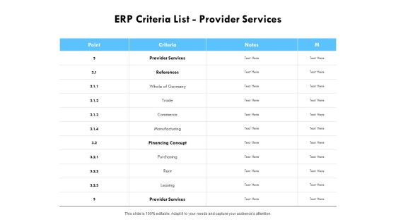 ERP Criteria List Provider Services Ppt PowerPoint Presentation Show Clipart Images ERP Criteria List Provider Services Ppt PowerPoint Presentation Show Clipart Images