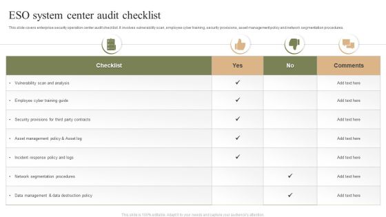 ESO System Center Audit Checklist Ppt PowerPoint Presentation Gallery Clipart Images PDF ESO System Center Audit Checklist Ppt PowerPoint Presentation Gallery Clipart Images PDF