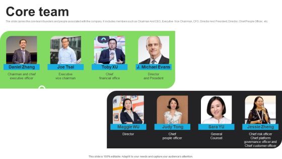 E Commerce Company Investor Funding Elevator Pitch Deck Core Team Slides PDF