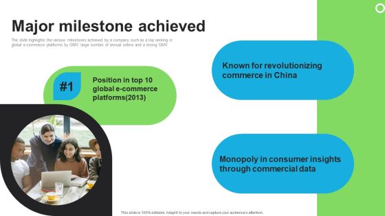 E Commerce Company Investor Funding Elevator Pitch Deck Major Milestone Achieved Download PDF E Commerce Company Investor Funding Elevator Pitch Deck Major Milestone Achieved Download PDF