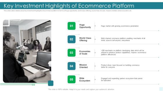 E Commerce Platform Investor Fundraising Elevator Key Investment Highlights Of Ecommerce Platform Information PDF E Commerce Platform Investor Fundraising Elevator Key Investment Highlights Of Ecommerce Platform Information PDF