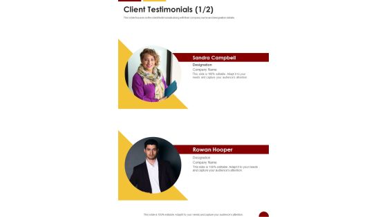 Eatery E Commerce Proposal Client Testimonials One Pager Sample Example Document Eatery E Commerce Proposal Client Testimonials One Pager Sample Example Document
