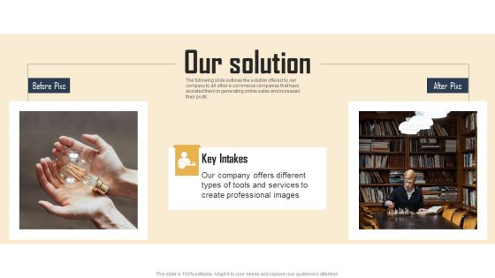 Ecommerce Photo Editing Services Fundraising Deck Our Solution Portrait PDF