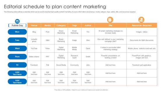 Editorial Schedule To Plan Content Marketing Information PDF Editorial Schedule To Plan Content Marketing Information PDF