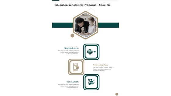Education Scholarship Proposal About Us One Pager Sample Example Document Education Scholarship Proposal About Us One Pager Sample Example Document