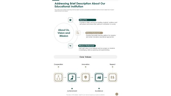 Education Scholarship Proposal Addressing Brief Description About Our One Pager Sample Example Document Education Scholarship Proposal Addressing Brief Description About Our One Pager Sample Example Document
