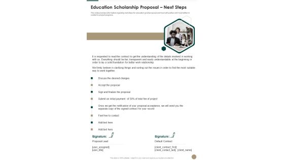 Education Scholarship Proposal Next Steps One Pager Sample Example Document Education Scholarship Proposal Next Steps One Pager Sample Example Document