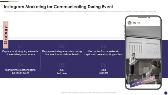 Effective Company Event Communication Plan Instagram Marketing For Communicating During Event Icons PDF Effective Company Event Communication Plan Instagram Marketing For Communicating During Event Icons PDF