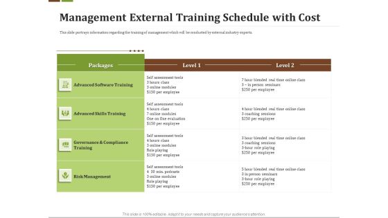 Effective Corporate Turnaround Management External Training Schedule With Cost Graphics PDF Effective Corporate Turnaround Management External Training Schedule With Cost Graphics PDF