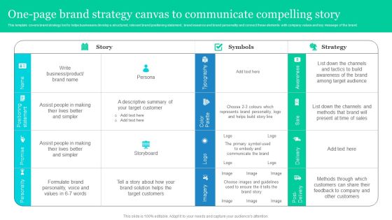 Effective Product Positioning Approach One Page Brand Strategy Canvas To Communicate Graphics PDF Effective Product Positioning Approach One Page Brand Strategy Canvas To Communicate Graphics PDF