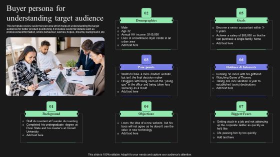 Effective Target Marketing Strategies To Acquire Customers Buyer Persona For Understanding Target Audience Pictures PDF