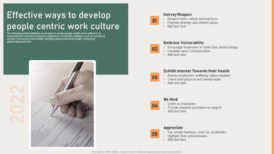 Effective Ways To Develop People Centric Work Culture Ideas PDF