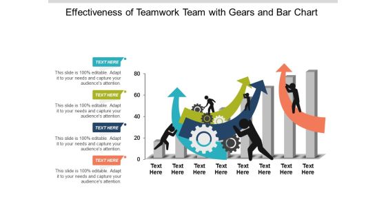 Effectiveness Of Teamwork Team With Gears And Bar Chart Ppt Powerpoint Presentation Ideas Information