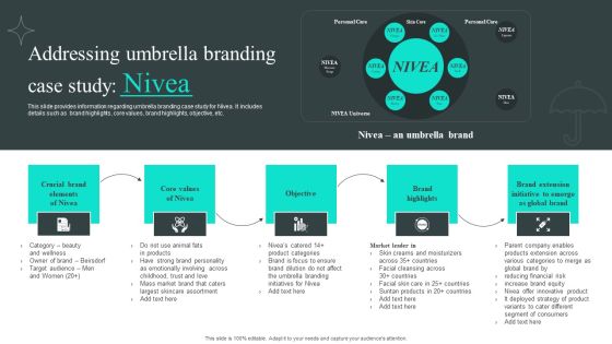 Efficient Administration Of Product Business And Umbrella Branding Addressing Umbrella Branding Case Study Nivea Introduction PDF