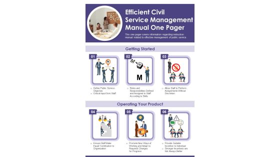 Efficient Civil Service Management Manual One Pager PDF Document PPT Template Efficient Civil Service Management Manual One Pager PDF Document PPT Template