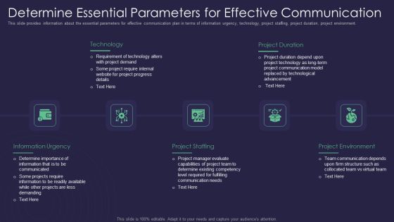 Efficient Communication Plan For Project Management Determine Essential Parameters For Effective Communication Designs PDF Efficient Communication Plan For Project Management Determine Essential Parameters For Effective Communication Designs PDF