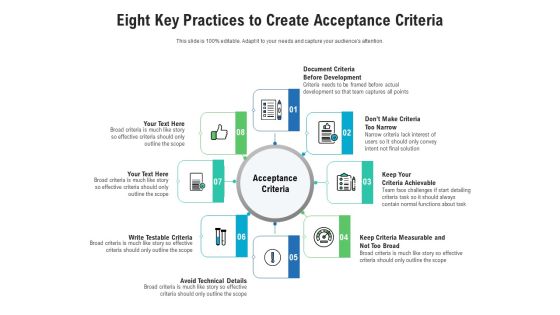 Eight Key Practices To Create Acceptance Criteria Ppt PowerPoint Presentation Gallery Summary PDF Eight Key Practices To Create Acceptance Criteria Ppt PowerPoint Presentation Gallery Summary PDF