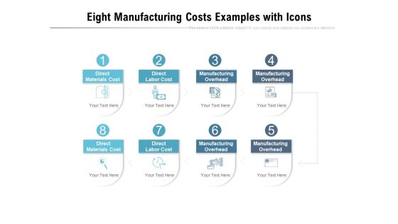 Eight Manufacturing Costs Examples With Icons Ppt PowerPoint Presentation Slides Background Images PDF