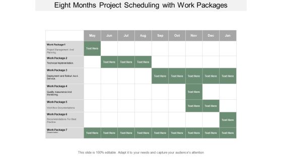 Eight Months Project Scheduling With Work Packages Ppt PowerPoint Presentation Outline Clipart