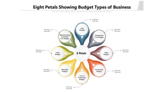 Eight Petals Showing Budget Types Of Business Ppt PowerPoint Presentation Professional Vector PDF Eight Petals Showing Budget Types Of Business Ppt PowerPoint Presentation Professional Vector PDF