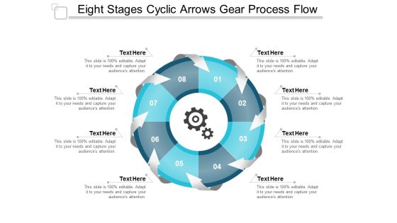 eight stages cyclic arrows gear process flow ppt powerpoint presentation show designs