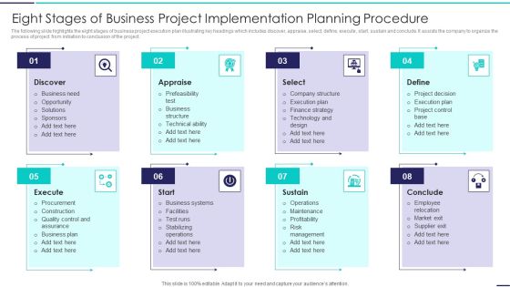 Eight Stages Of Business Project Implementation Planning Procedure Brochure PDF Eight Stages Of Business Project Implementation Planning Procedure Brochure PDF