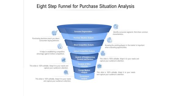 Eight Step Funnel For Purchase Situation Analysis Ppt PowerPoint Presentation Infographics Example Topics PDF Eight Step Funnel For Purchase Situation Analysis Ppt PowerPoint Presentation Infographics Example Topics PDF