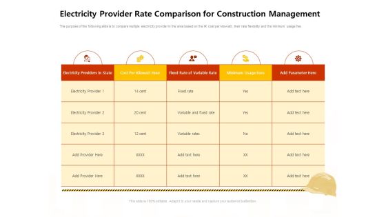 Electricity Provider Rate Comparison For Construction Management Work Introduction PDF Electricity Provider Rate Comparison For Construction Management Work Introduction PDF