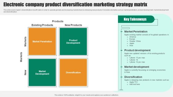 Electronic Company Product Diversification Marketing Strategy Matrix Mockup PDF Electronic Company Product Diversification Marketing Strategy Matrix Mockup PDF